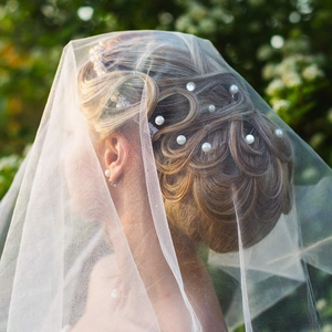 Épingles à cheveux en U avec perles de 8mm et voile de mariée transparent extérieur