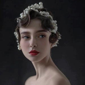 Vigne de Cheveux de Mariée Faite Main Künstliche Perle d'Imitation Fil d'Alliage Serre-tête Fleur pour Mariage Fête Femme Accessoires