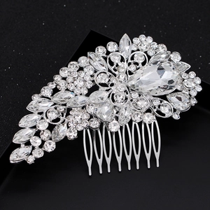 Elegant Silver Rhinestone Bridal Hair Comb Water Drop Shape Luxurious Wedding Headpiece For Brides Women Hair Jewelry Accessory