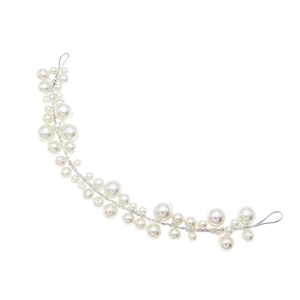 Serre-tête de mariée élégant orné de diverses perles blanches et fil d'argent