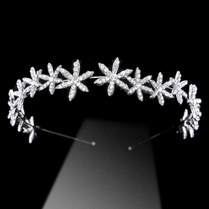 Princess Alloy Rhinestone Flower Bridal Headband Silver Wedding Tiara Crown For Women Party Photography Hair Accessories