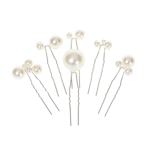 Set de 6 épingles à cheveux mariage en forme de U avec perles haute brillance