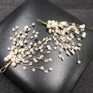 Fermagli per Capelli da Sposa Fatti a Mano Con Künstliche Perle Ramo in Filo Metallico Oro Forcine Accessori Matrimonio Donna