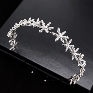 Sparkling silver floral bridal tiara with rhinestones for weddings and formal events