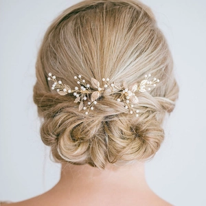 Baroque Gold Leaf Faux Artificial Pearl Wedding Hair Vine Elegant Bridal Headpiece Handmade Hair Accessory For Women Wedding Party