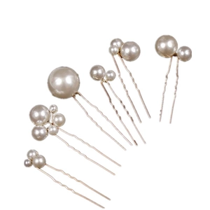 Lot de 6 épingles à cheveux dorées en forme de U avec perles pour coiffure de mariée