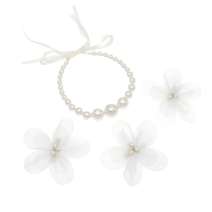 Serre-tête élégant en perles blanches et barrettes à fleurs pour coiffure de mariée