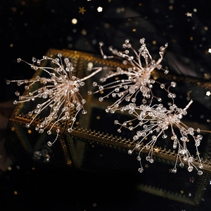 Handmade Wedding Hair Stick With Artificial Pearl Crystal Beads Copper Wire Snowflake Bridal Hair Clip For Women Accessories