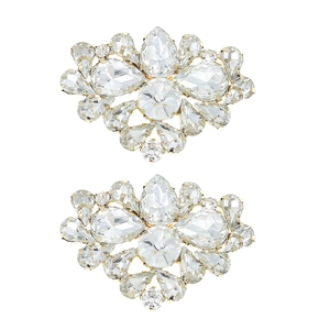 Boucles de chaussures en cristal pour mariée avec monture dorée et pierres en forme de goutte