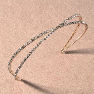 Serre-tête élégant à double couche en strass rose doré pour mariée et usage quotidien