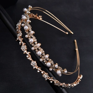Ensemble de Serre-tête en Alliage Élégant Strass et Künstliche Perles Design Floral Feuille Or Argent Accessoires Cheveux Mariage Femme