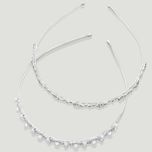 Ensemble de serre-têtes en alliage argenté avec perles délicates et strass brillants