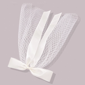 Elegant White Tulle Wedding Veil With Satin Bow Artificial Pearl Short Bridal Headpiece For Wedding Party Women Hair Decor