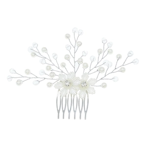 Pettine per capelli da sposa fatto a mano con fiori di seta, perle e strass