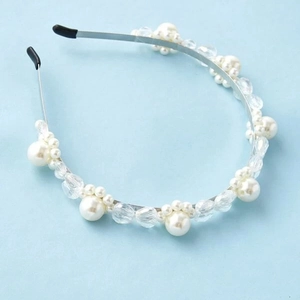 Serre-Tête de Mariée Élégant en Künstliche Perles et Cristaux Bandeau en Métal Argenté pour Mariage Fête Femme Accessoires Cheveux Quotidiens