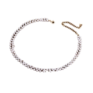 Elegant double layer pearl necklace with oval pendant and gold lobster clasp for weddings