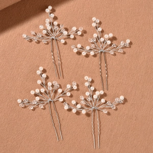 Épingles à Cheveux Mariage Künstliche Perle Cristal Design Branche Or Argent Vert Pics à Cheveux en U pour Fête Femme Accessoires