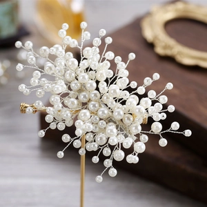 Handgefertigte Braut Haarspange Imitationsperle Haarkamm Astform Gold Silber Legierung Hochzeit Kopfschmuck Damen Fotografie Schmuck