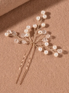 Épingles à cheveux mariée en forme de U avec perles faites main et perles en cristal