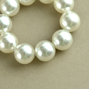 Élastique à cheveux perle élégant pour femme avec grandes perles rondes blanc crème
