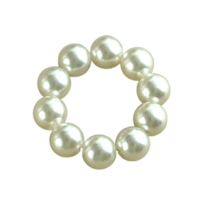 Élastique à cheveux minimaliste avec dix perles rondes blanc crème en forme de cercle
