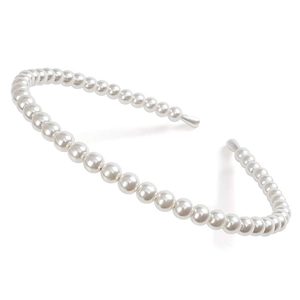 Elegant White Faux Artificial Pearl Beaded Headband Alloy Base Minimalist Hair Hoop For Women Wedding Party Bridal Hair Accessories