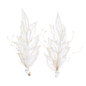 Barrettes de mariée exquises en dentelle blanche avec perles et perles artisanales
