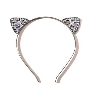 Serre-tête oreilles de chat étincelant avec cadre en alliage et strass irisés multicolores