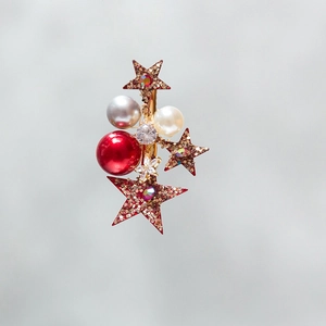 Barrette de mariée avec étoiles rouges scintillantes et cristaux élégants pour mariage