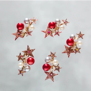 Ensemble Barrette Cheveux Étoile Brillante Rouge Mariée Mariage Coiffe Alliage Or Strass Künstliche Perle Épingles À Cheveux Festives Pour Femmes