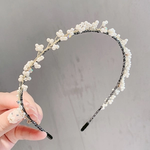 Handmade Artificial Pearl Rhinestone Beaded Headband Elegant Crystal Hair Band For Wedding Party Women Fashion Hair Accessories