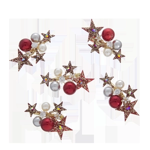 Ensemble de barrettes à cheveux rouges avec étoiles dorées et perles pour mariées