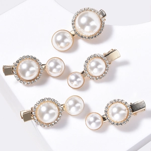 Vintage Artificial Pearl Rhinestone Hair Clips For Women Gold Alloy Faux Artificial Pearl Bridal Wedding Side Clip Elegant Hair Accessories