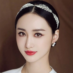 Elegant silver leaf crystal crown headband for bridal wedding and photography styling