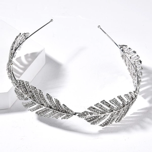 Elegant Silver Leaf Rhinestone Bridal Tiara Headband Princess Wedding Hair Accessories For Women Photography Party Jewelry