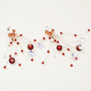 Barrettes à cheveux étoiles rouges avec perles et cristaux pour coiffure de mariée