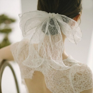 Eleganter Weißer Spitze Schleife Haarspange Mit Kunstperle Pailletten Braut Hochzeit Fotografie Haarschmuck Für Damen