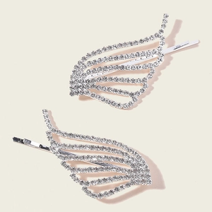 Angel Wing Rhinestone Hair Clips For Women Gold Silver Alloy Inlaid Hairpins For Wedding Party Bridal Hair Accessories