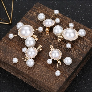 5Pcs set bridal pearl hair clips with vintage gold flower design for wedding hairstyles