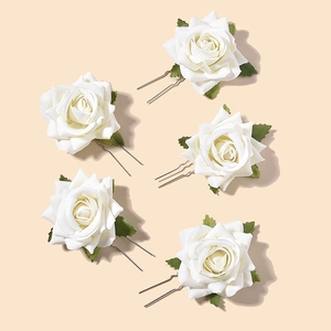 Bridal Wedding Rose Flower U-Shaped Hair Pins Fabric Floral Hair Sticks For Women Wedding Party Hair Accessories