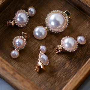 Elegant Korean Style Faux Artificial Pearl Rhinestone Side Hair Clips Set Gold Silver Alloy Hairpins For Wedding Bridal Party Women
