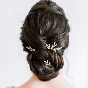 Bridal Wedding Hair Pins Gold Alloy Rhinestone Leaf Branch Hair Sticks For Women Handmade Formal Banquet Hair Accessories