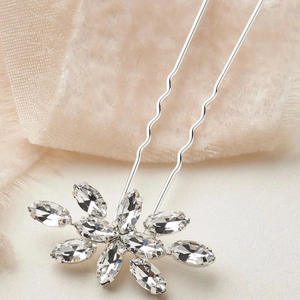 Épingles à Cheveux en Forme de U en Argent avec Strass Marquise Faites à la Main Barrettes de Mariage Fleur Cristal Femmes Accessoires de Fête