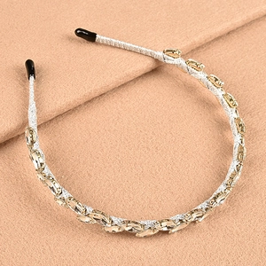 Exquisites Braut-Stirnband mit Goldfaden-Weberei und champagnerfarbenen Strasssteinen