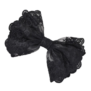 Pince à cheveux nœud en dentelle noire avec broderie florale pour un style vintage