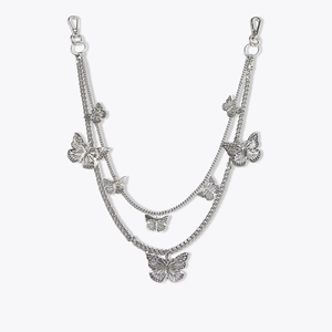 Hip Hop Double Layer Butterfly Trousers Chain Alloy Metal Waist Link Chain For Men Women Streetwear Clothing Accessory