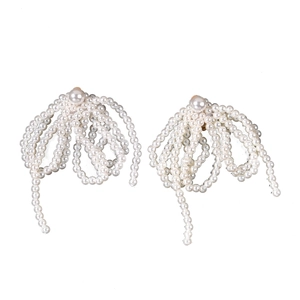Eleganti orecchini a clip con frange di perle da sposa per matrimoni e cerimonie formali