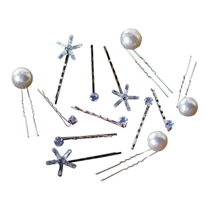 Ensemble de 13 pinces à cheveux élégantes avec perles et zircons brillants en étoile