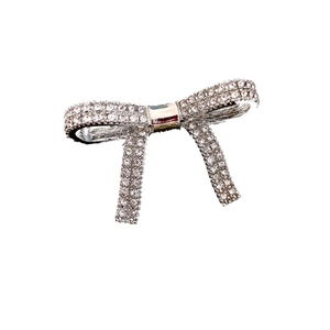 Fermaglio per capelli a fiocco argento con strass lucidi per acconciature