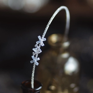 Elegant Silver Alloy Rhinestone Headband For Women Girls Minimalist Geometric Bridal Wedding Hair Accessories Korean Style Party Hairband